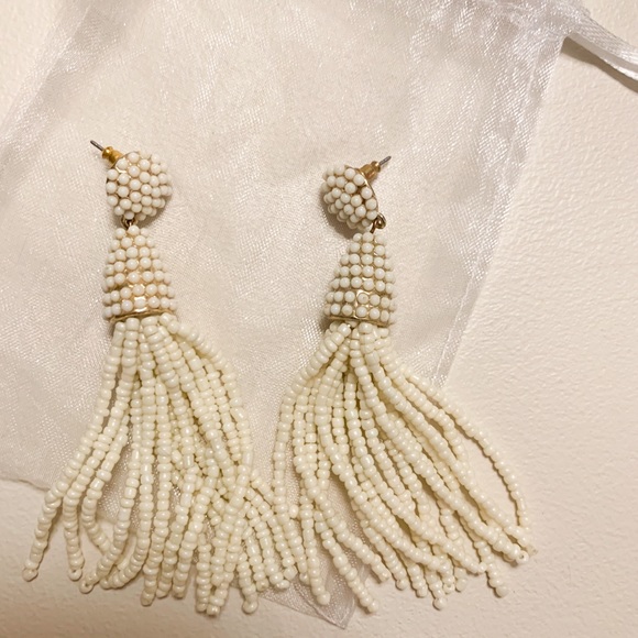 vestique Jewelry - Ivory Beaded Tassel Earrings